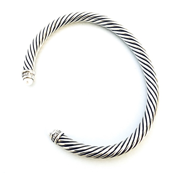 NWOT David Yurman Cable Classic Pearl Bracelet with Diamonds - Picture 3 of 6